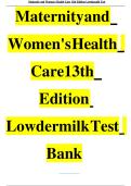 Test Bank for Maternity and Women&rsquo;s Health Care &lpar;13th Edition&rpar; by Lowdermilk &ndash; All Chapters &vert; Exam-Style Questions with Answers