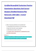 Certified Brownfield Technician Practice  Examination Questions And Correct  Answers &lpar;Verified Answers&rpar; Plus  Rationales 2026 Q&A &vert; Instant  Download Pdf