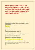 Health Assessment Exam 2- Test Bank Questions with Clear Correct Clear Verified Answers&vert; All Graded A&plus;&vert;Latest Premium Update&vert;100&percnt; Guaranteed Success&period;