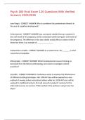 Psych 160 Final Exam 120 Questions With Verified Answers 2025&sol;2026&comma;100&percnt;CORRECT