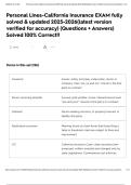Personal Lines-California Insurance EXAM fully solved & updated 2025-2026&lpar;latest version verified for accuracy&rpar; &lpar;Questions &plus; Answers&rpar; Solved 100&percnt; Correct&excl;&excl;