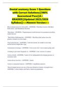 Dental anatomy Exam 1 Questions with Correct Solutions&vert;&vert;100&percnt; Guaranteed Pass&vert;&vert;A&plus; GRADED&vert;&vert;Updated 2025&sol;2026 Syllabus&vert;&vert;<<Newest Version>>