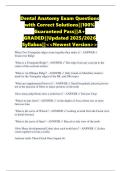 Dental Anatomy Exam Questions with Correct Solutions&vert;&vert;100&percnt; Guaranteed Pass&vert;&vert;A&plus; GRADED&vert;&vert;Updated 2025&sol;2026 Syllabus&vert;&vert;<<Newest Version>>
