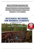 Research Methods for Business Students &lpar;8th Ed&period;&rpar; &ndash; Complete Solution Manual &vert; Verified 2025&sol;2026