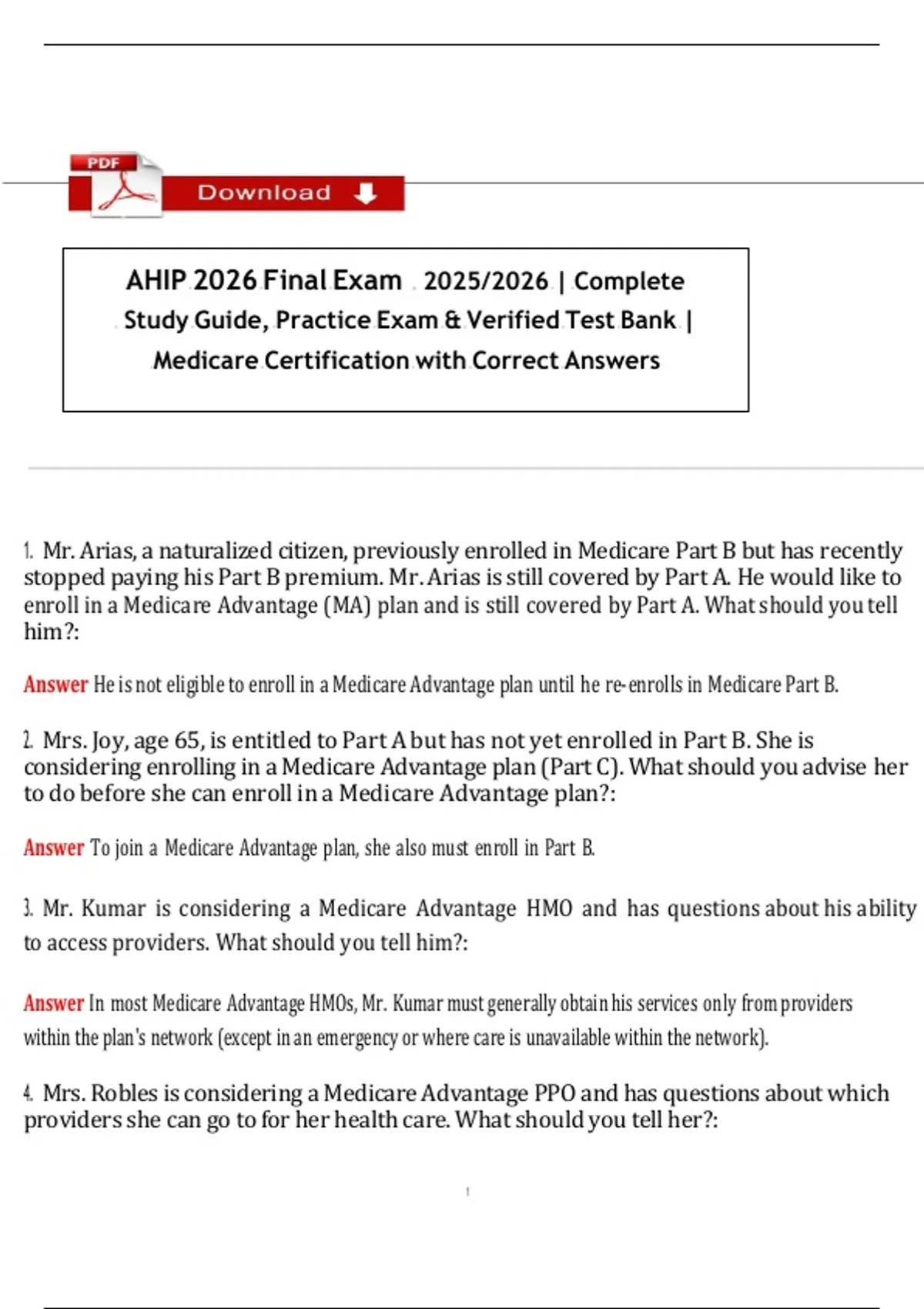 AHIP 2026 Final Exam Complete Study Guide, Practice Exam & Verified ...