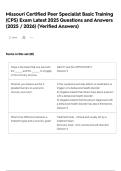 Missouri Certified Peer Specialist Basic Training &lpar;CPS&rpar; Exam Latest 2025 Questions and Answers &lpar;2025 &sol; 2026&rpar; &lpar;Verified Answers&rpar;