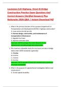 Louisiana &lpar;LA&rpar; Highway&comma; Street & Bridge  Construction Practice Exam Questions And  Correct Answers &lpar;Verified Answers&rpar; Plus  Rationales 2026 Q&A &vert; Instant Download Pdf
