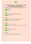 Louisiana Driver's Ed Questions with  Detailed Verified Answers 