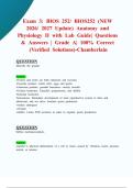 Exam 3&colon; BIOS 252&sol; BIOS252 &lpar;NEW 2026&sol; 2027 Update&rpar; Anatomy and Physiology II with Lab Guide&vert; Questions & Answers &vert; Grade A&vert; 100&percnt; Correct &lpar;Verified Solutions&rpar;-Chamberlain