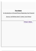 Test Bank for Introduction to Personal Finance Beginning Your Financial Journey&comma; 2nd Edition John E&period; Grable&comma; Lance Palmer