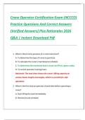 Crane Operator Certification Exam &lpar;NCCCO&rpar; Test Bank &ndash; 2026 Practice Questions with Correct Answers & Rationales &vert; Instant Download PDF