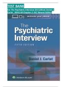 Test Bank For The Psychiatric Interview 5th Edition&lpar; Daniel J&period; Carlat  All Chapters 1-34&vert; Newest Edition