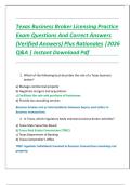 Texas Business Broker Licensing Practice  Exam Questions And Correct Answers &lpar;Verified Answers&rpar; Plus Rationales &vert;2026 Q&A &vert; Instant Download Pdf
