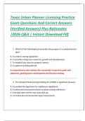 Texas Urban Planner Licensing Practice Exam Questions And Correct Answers &lpar;Verified Answers&rpar; Plus Rationales &vert;2026 Q&A &vert; Instant Download Pdf