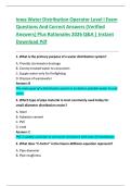 Iowa Water Distribution Operator Level I Exam Questions And Correct Answers &lpar;Verified Answers&rpar; Plus Rationales 2026 Q&A &vert; Instant Download Pdf