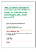Texas Boiler Inspector Certification Practice Exam Questions And Correct Answers &lpar;Verified Answers&rpar; Plus Rationales &vert;2026 Q&A &vert; Instant Download Pdf