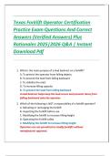 Texas Forklift Operator Certification Practice Exam Questions And Correct Answers &lpar;Verified Answers&rpar; Plus Rationales 2025&vert;2026 Q&A &vert; Instant Download Pdf