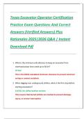 Texas Excavator Operator Certification Practice Exam Questions And Correct Answers &lpar;Verified Answers&rpar; Plus Rationales 2025&vert;2026 Q&A &vert; Instant Download Pdf