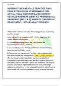 NURSING FUNDAMENTALS PRACTICE FINAL  EXAM EXTRA STUDY EXAM NEWEST 2026  ACTUAL EXAM QUESTIONS AND CORRECT  DETAILED ANSWERS &lpar;VERIFIED ANSWERS&rpar; ALL  ANSWERED &lbrace;390 Q & A&rcub; ALREADY GRADED A&plus; &vert;  BRAND NEW&excl; &vert; 100&percnt; GUARANTEED PASS
