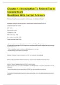 Chapter 1 - Introduction To Federal Tax In Canada Exam Questions With Correct Answers