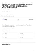 HUD CERTIFICATION EXAM  QUESTIONS AND VERIFIED ANSWERS 2025&lpar;GRADED A&plus;&rpar; DETAILED ANSWERS&excl;&excl;