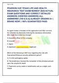 PEARSON VUE TEXAS LIFE AND HEALTH  INSURANCE TEST EXAM NEWEST 2026 ACTUAL  EXAM QUESTIONS AND CORRECT DETAILED  ANSWERS &lpar;VERIFIED ANSWERS&rpar; ALL  ANSWERED &lbrace;150 Q & A&rcub; ALREADY GRADED A&plus; &vert;  BRAND NEW&excl; &vert; 100&percnt; GUARANTEED PASS