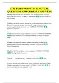 ITIL Exam Practice Test &num;1 ACTUAL  QUESTIONS AND CORRECT ANSWERS 