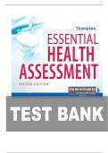 TEST BANK FOR Essential Health Assessment Second Edition by Janice Thompson ISBN&colon; 978-1719642323 COMPLETE GUIDE ALL CHAPTERS COVERED 100&percnt; VERIFIED A&plus; GRADE ASSURED&excl;&excl;&excl;&excl;NEW LATEST UPDATE&excl;&excl;&excl;&excl;GUARANTEED PASS&excl;&excl;&excl;&excl;