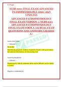 NURS 6501 FINAL EXAM ADVANCED  PATHOPHYSIOLOGY 2026&sol; 2027  UPDATES  ADVANCED PATHOPHYSIOLOGY  FINAL EXAM VERSION 1&sol;NURS 6501  ADVANCED PATHOPHYSIOLOGY  FINAL EXAM FORM A 100 REAL EXAM  QUESTIONS AND ANSWERS&sol;GRADED  A&plus;