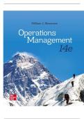 TEST BANK FOR Operations Management 14th Edition by William J Stevenson ISBN&colon; 978-1260238891 COMPLETE GUIDE ALL CHAPTERS COVERED 100&percnt; VERIFIED A&plus; GRADE ASSURED&excl;&excl;&excl;&excl;&excl;NEW LATEST UPDATE&excl;&excl;&excl;&excl;GUARANTEED PASS&excl;&excl;&excl;&excl;&excl;