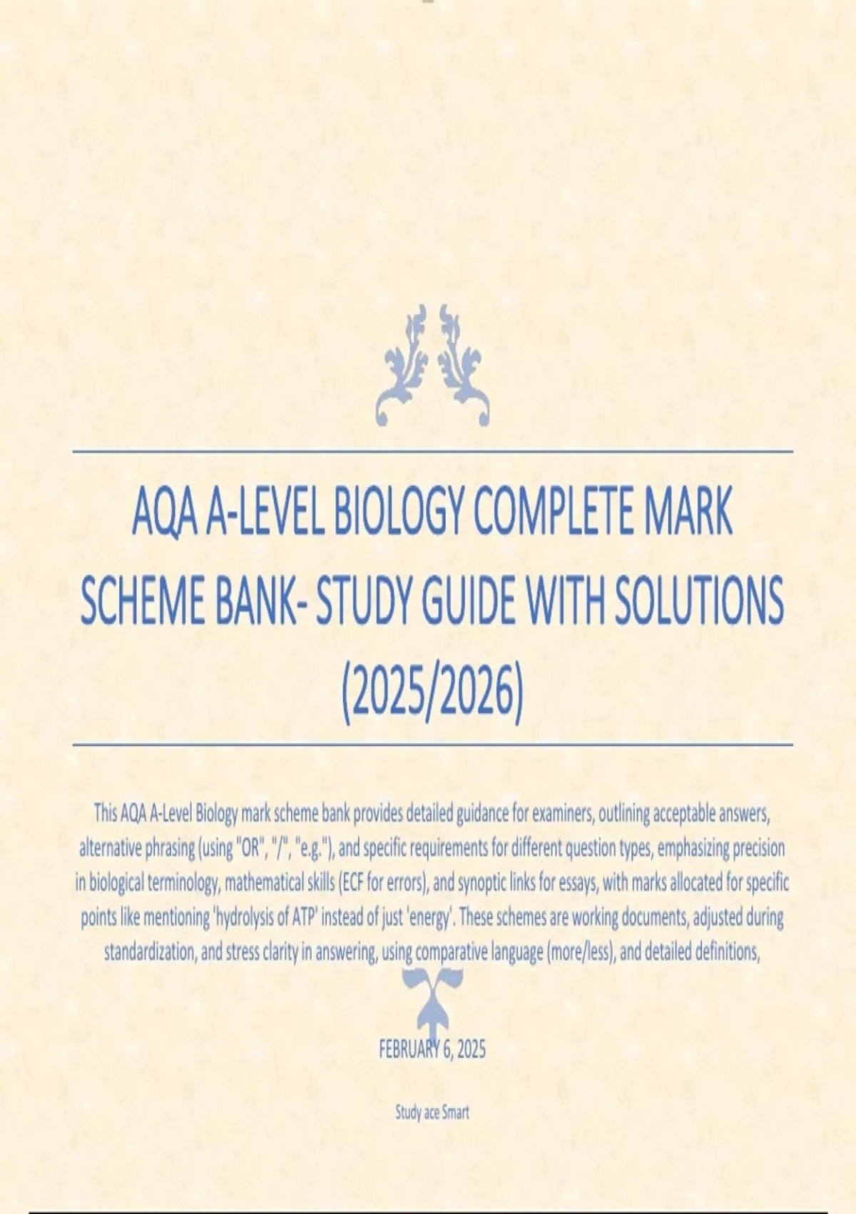 AQA A LEVEL BIOLOGY 2025 Study Guide Questions & Solutions BUNDLE | 100 ...