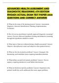ADVANCED HEALTH ASSESSMENT AND DIAGNOSTIC REASONING 4TH EDITION RHOADS ACTUAL EXAM TEST PAPER 2026 QUESTIONS AND CORRECT ANSWER