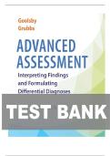 TEST BANK FOR Advanced Assessment Interpreting Findings and Formulating Differential Diagnoses Fifth Edition by Laurie Goolsby&comma; Mary Jo&semi; Grubbs ISBN&colon; 978-1719645935 COMPLETE GUIDE 100&percnt; VERIFIED A&plus; GRADE ASSURED&excl;&excl;&excl;&excl;&excl;NEW LATEST UPDATE&excl;&excl;&excl;&excl;&excl;