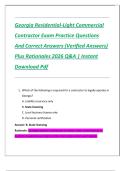 Georgia Residential-Light Commercial Contractor Exam Practice Questions And Correct Answers &lpar;Verified Answers&rpar; Plus Rationales 2026 Q&A &vert; Instant Download Pdf