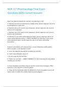 NUR 117 Pharmacology Final Exam Questions With Correct Answers 