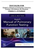 Test Bank for Ruppel&rsquo;s Manual of Pulmonary Function Testing 12th Edition by Carl D&period; Mottram &vert; Chapters 1&ndash;13 &vert; Complete Guide A&plus;