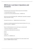 IRM Exam 1 and Quiz 2 Questions and Answers
