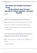 Accident and Health Insurance Exam NJ Questions and Correct Answers Latest Update Already Graded