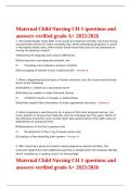 Maternal Child Nursing CH 1 questions and answers verified grade A 2025-2026