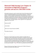 Maternal Child Nursing Care Chapter 10 Assessment of High Risk Pregnancy questions and answers 2025-2026 version