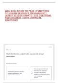 WGU D351 KNOW TO PASS &vert; FUNCTIONS OF HUMAN RESOURCE MANAGEMENT &vert; LATEST 2025&sol;26 UPDATE &vert; 152 QUESTIONS AND ANSWERS &vert; WITH COMPLETE SOLUTION&excl;&excl;