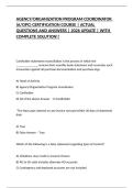 AGENCY&sol;ORGANIZATION PROGRAM COORDINATOR &lpar;A&sol;OPC&rpar; CERTIFICATION COURSE &vert; ACTUAL QUESTIONS AND ANSWERS &vert; 2026 UPDATE &vert; WITH COMPLETE SOLUTION&excl;&excl;