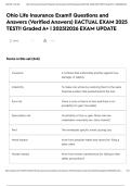 Ohio Life Insurance Exam&excl;&excl; Questions and Answers &lpar;Verified Answers&rpar; &vert;&vert;ACTUAL EXAM 2025 TEST&excl;&excl; Graded A&plus; &vert; 2025&vert;2026 EXAM UPDATE