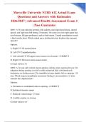 Maryville University NURS 612 Actual Exam Questions and Answers with Rationales 2026&sol;2027 &vert; Advanced Health Assessment Exam 2 &vert; Pass Guarantee