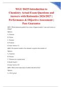 WGU D425 Introduction to Chemistry Actual Exam Questions and Answers with Rationales 2026&sol;2027 &vert; Performance & Objective Assessment &vert; Pass Guarantee