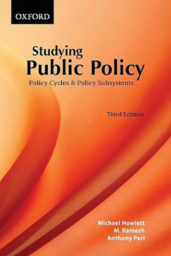 Samenvatting 'Studying Public Policy' - Howlett et all. 