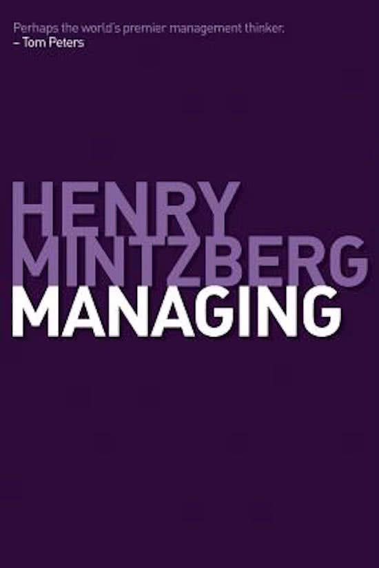 Samenvatting H1 - H3 van Mintzberg - Managing