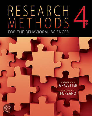 Book Summary Research Methods for the Behavioral Sciences, Research Workshop Experiment (774223001Y) PART I