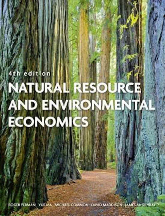 Class notes Environmental Economics  Natural Resource and Environmental Economics, ISBN: 9780321417534