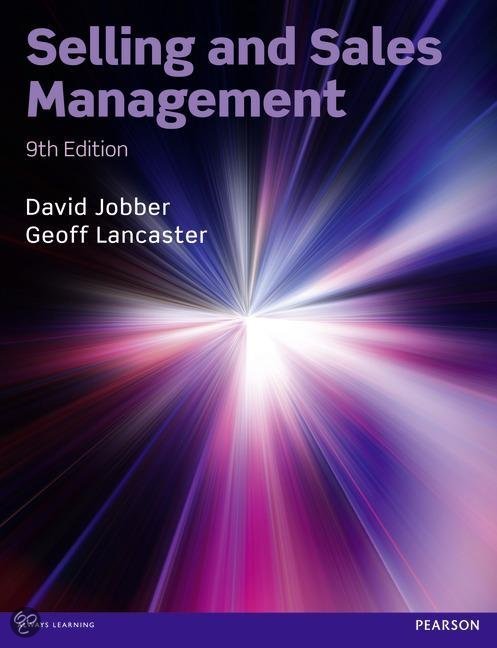 Selling and Sales Management (Chapter 1,3,7,8,9,10)